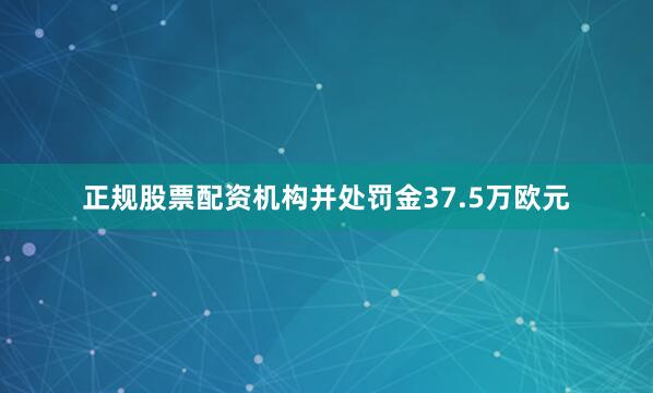 正规股票配资机构并处罚金37.5万欧元